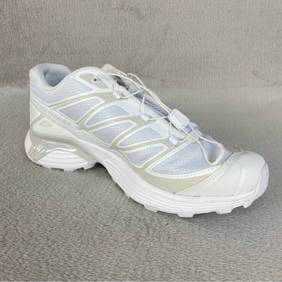 Salomon XT Pathway Trail Hiking Shoes Men 9 Women 10 White Quicklace Grip NEW - Picture 4 of 12